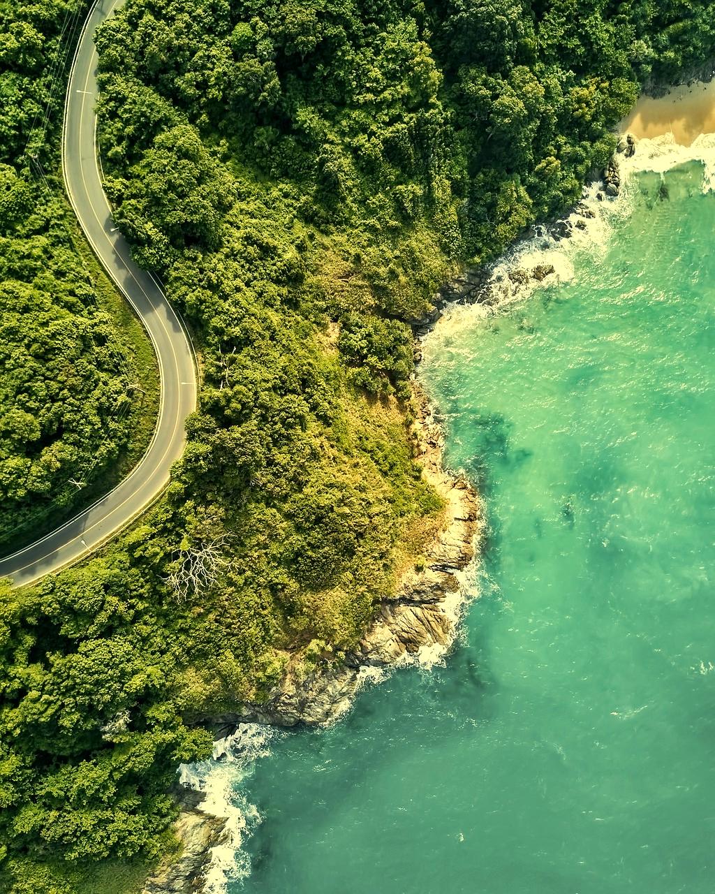 Coastal road with blue ocean